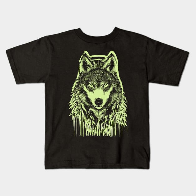 Wolf Portrait Kids T-Shirt by Ravenglow